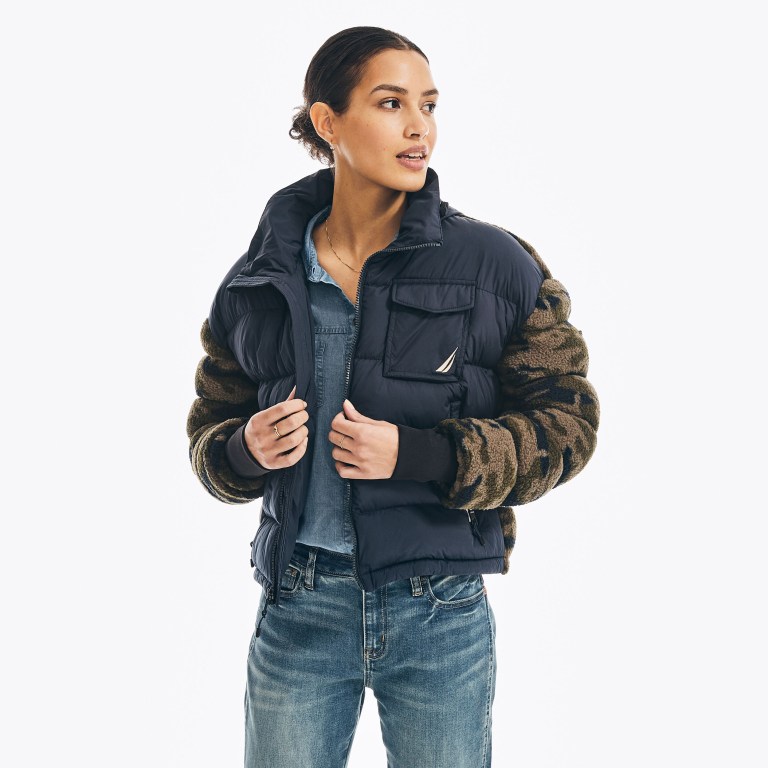 Nautica Camouflage Mixed Media Sherpa Azul Marino | COJpoBYG