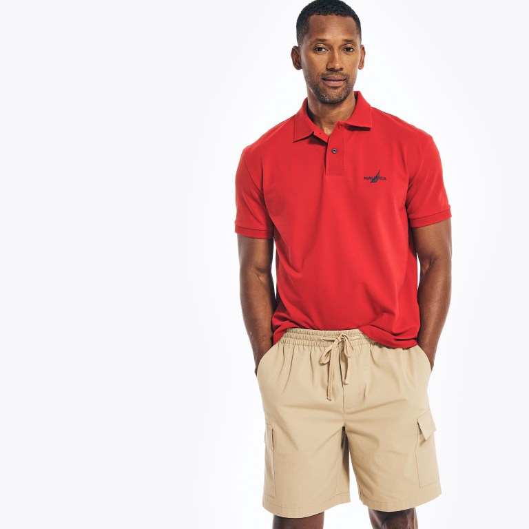 Nautica Classic Fit Mesh Ribbed Rojas | xrJ7l6xm