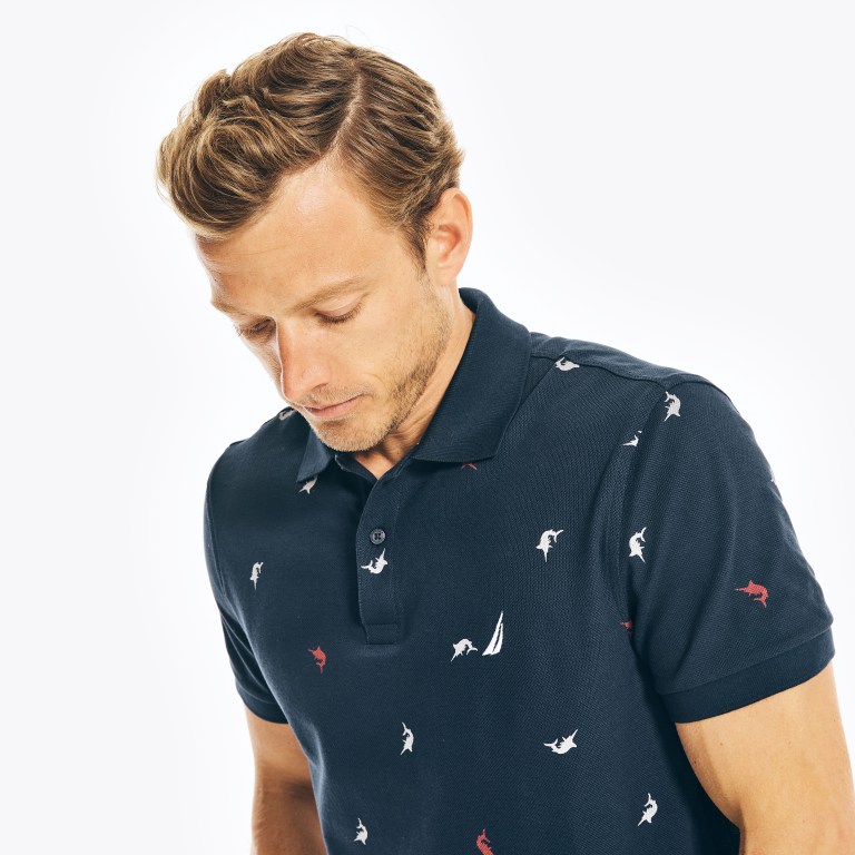 Nautica Classic Fit Printed Deck Azul Marino | 8CdEpPsZ