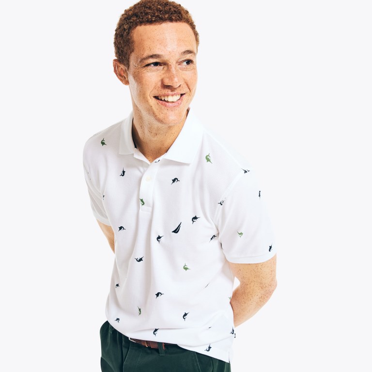 Nautica Classic Fit Printed Deck Blancas | ssaQ1V5L