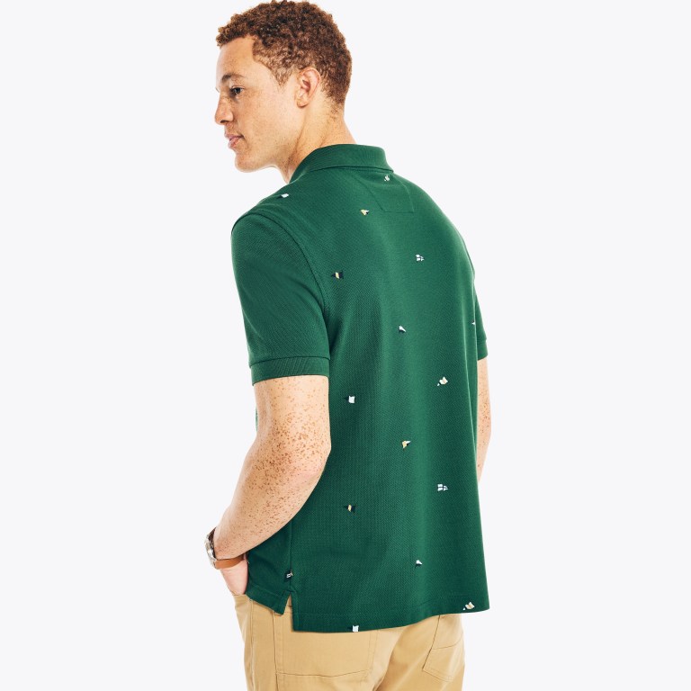 Nautica Classic Fit Printed Deck Verde | 0bL18YMG