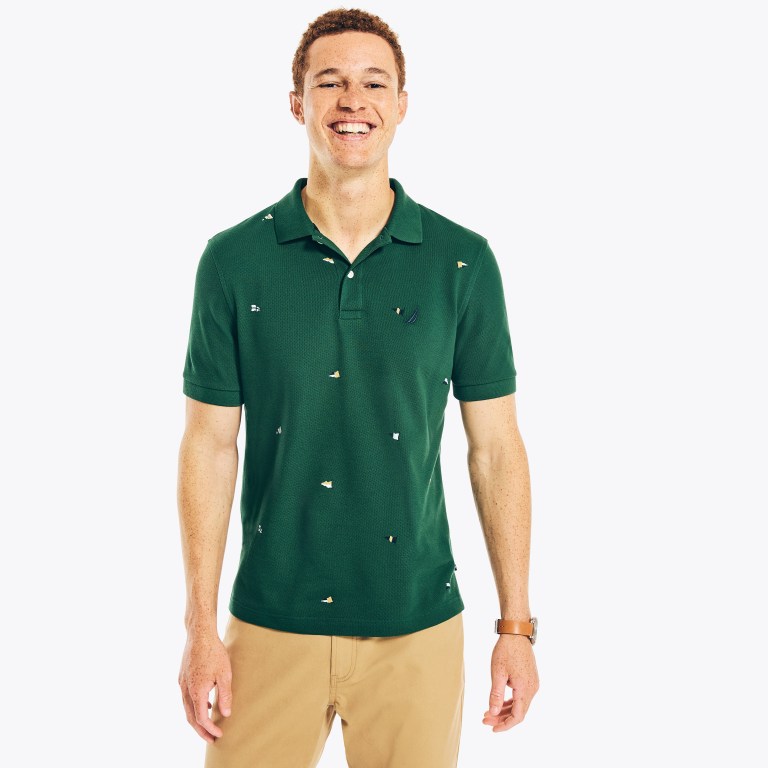 Nautica Classic Fit Printed Deck Verde | 0bL18YMG
