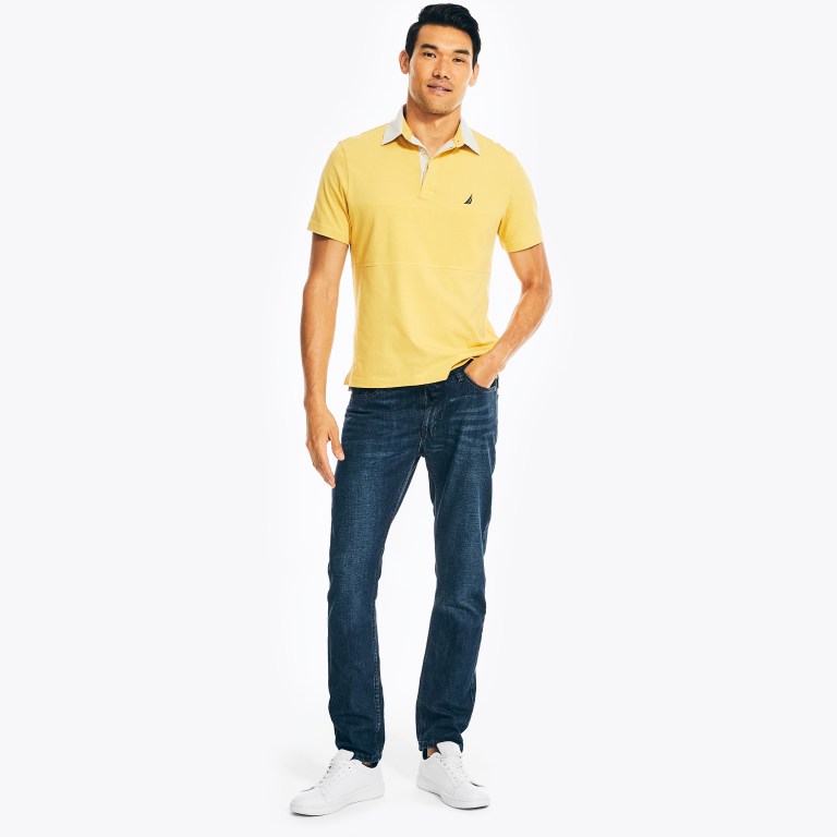 Nautica Classic Fit Rugby Chest-stripe Amarillo | bT49LHvJ