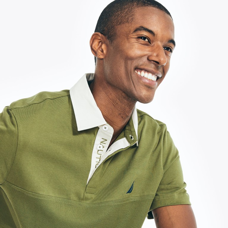 Nautica Classic Fit Rugby Chest-stripe Verde Oliva | tCIgosYO