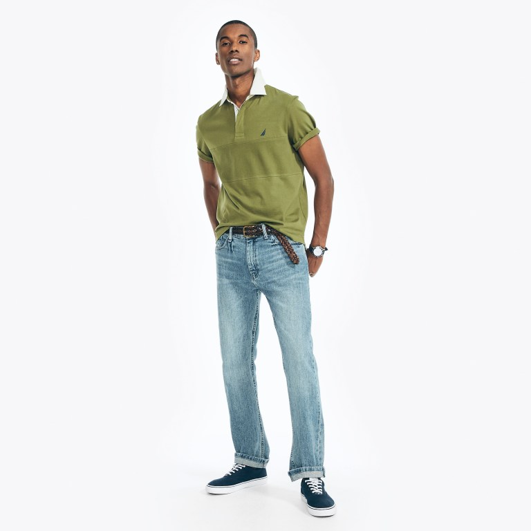 Nautica Classic Fit Rugby Chest-stripe Verde Oliva | tCIgosYO