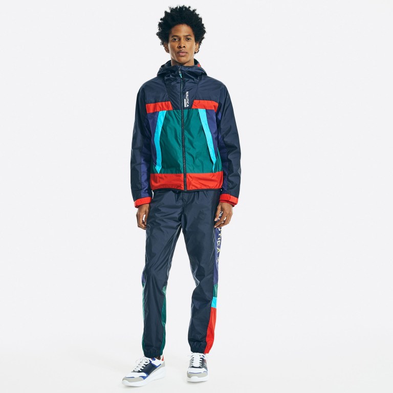 Nautica Colorblock Encapuchado Windbreaker Azul Marino | cdUImrBb