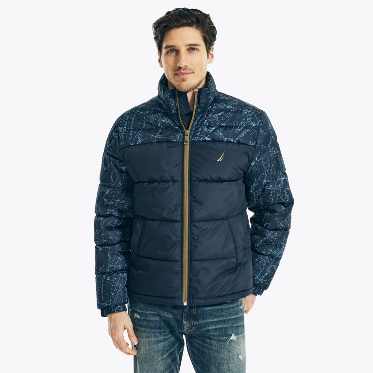 Nautica Colorblock Tempasphere Puffer Azul Marino | EQK6IJi3