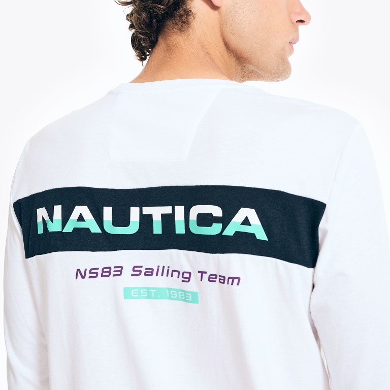 Nautica Competición Sustainably Crafted Long-sleeve Estampadas Blancas | qUB1lKJ4