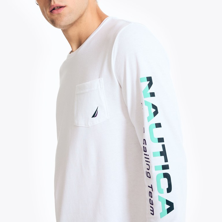 Nautica Competición Sustainably Crafted Long-sleeve Estampadas Blancas | qUB1lKJ4