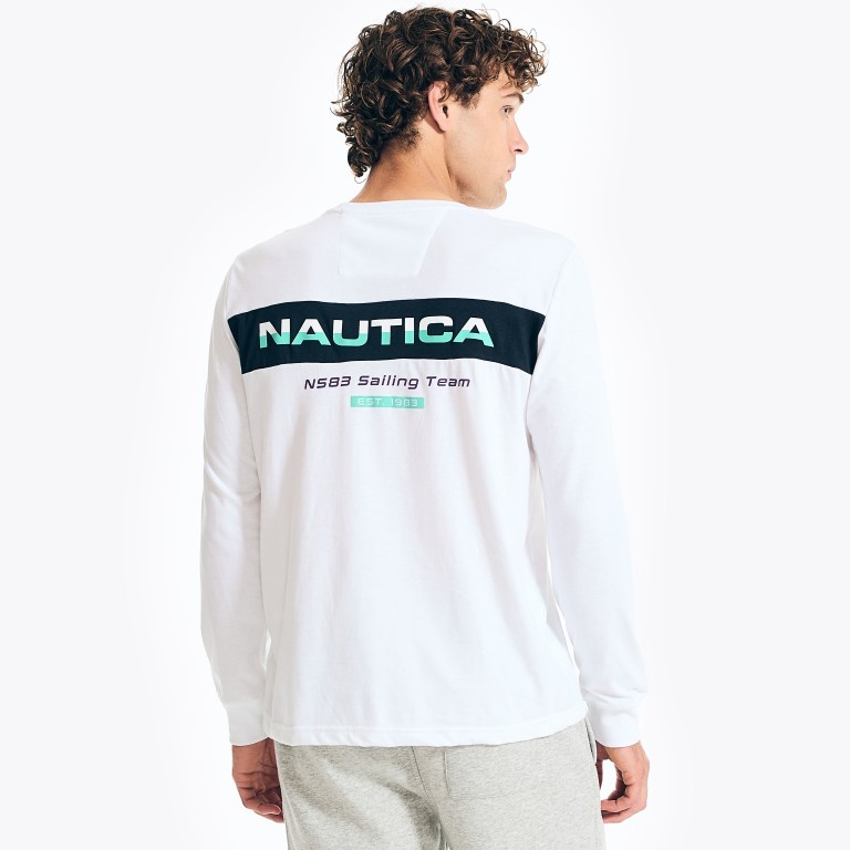 Nautica Competición Sustainably Crafted Long-sleeve Estampadas Blancas | qUB1lKJ4