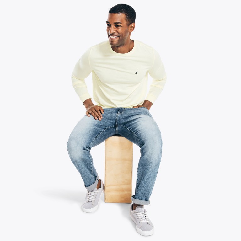 Nautica Crewneck Long-sleeve Amarillo Claro | vpQ4yiNi