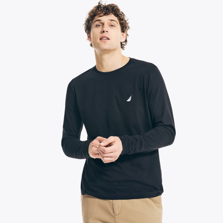 Nautica Crewneck Long-sleeve Negras | dtfyzVUg