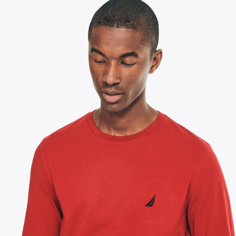 Nautica Crewneck Long-sleeve Rojas | 3AXs7upw