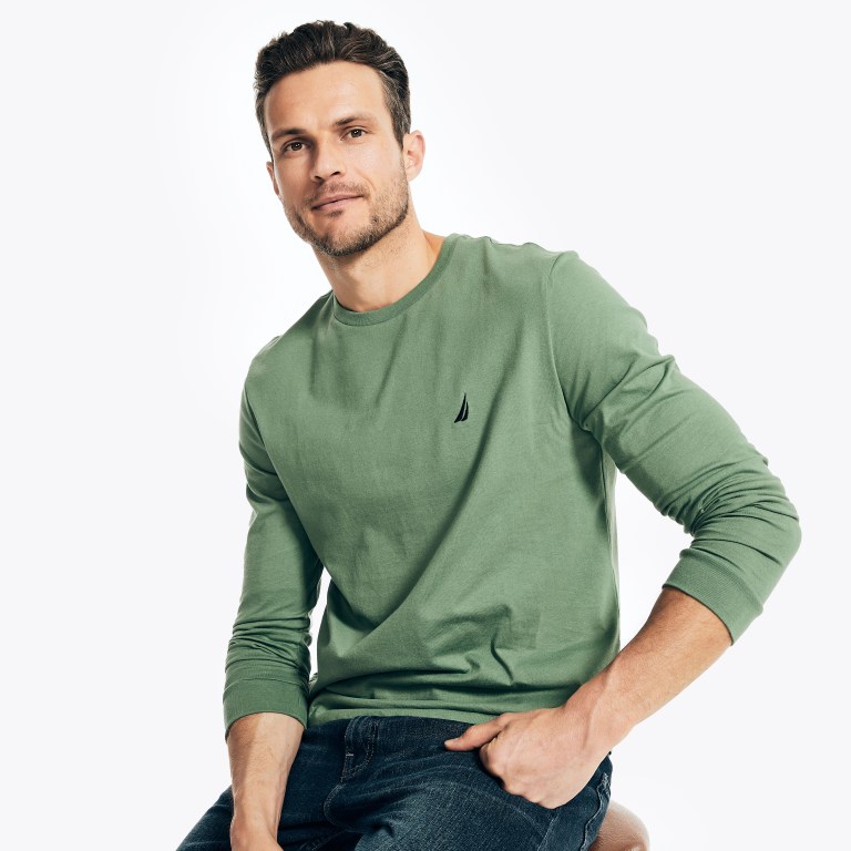 Nautica Crewneck Long-sleeve Verde | UsynrIPj