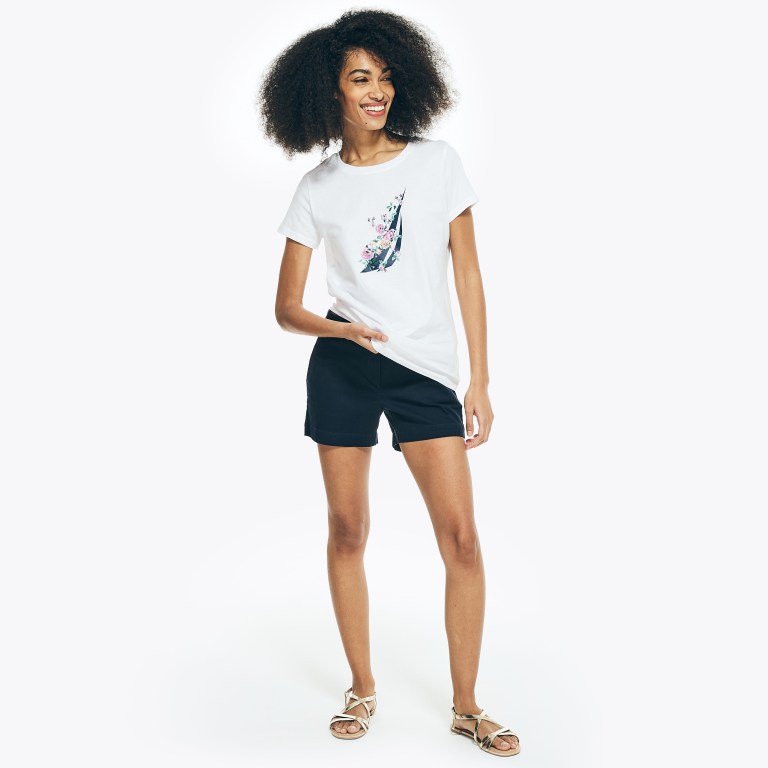 Nautica Embroidered Floral J-class Estampadas Blancas | w0uw1RWw