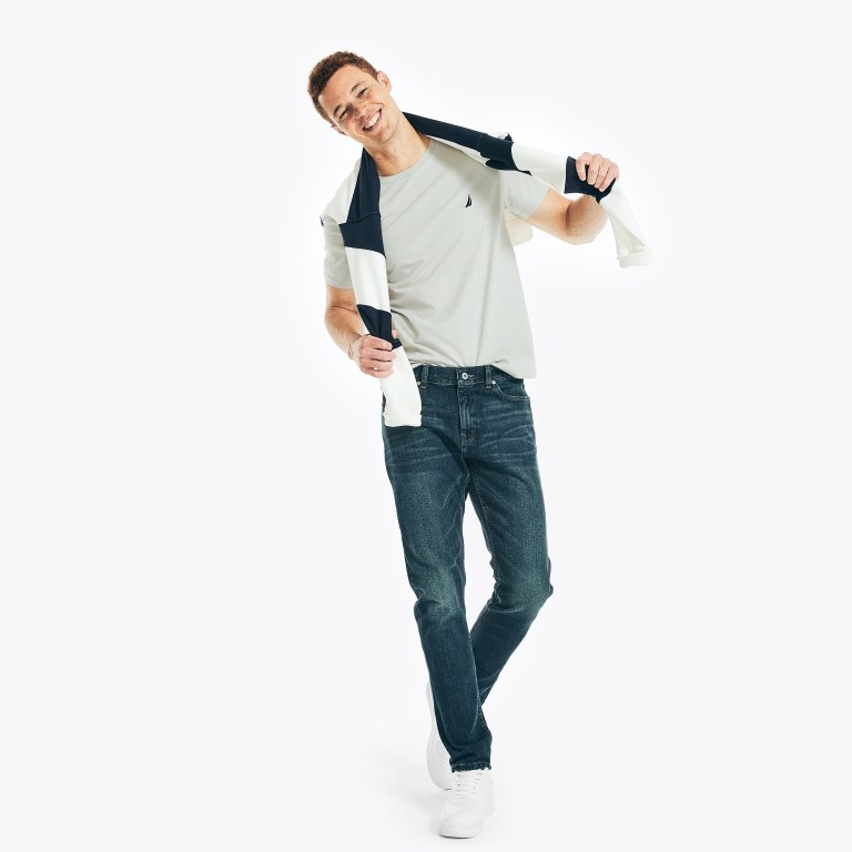 Nautica Heathered Crewneck Gris | PJljnIOU