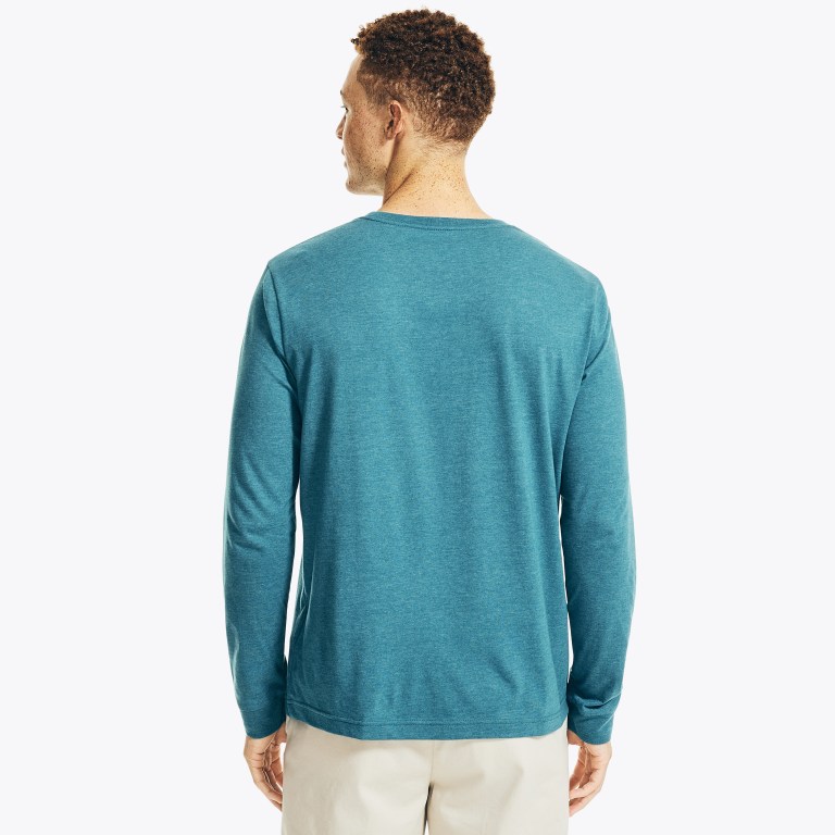 Nautica Heathered Crewneck Long-sleeve Azules | 8tNXDvxi
