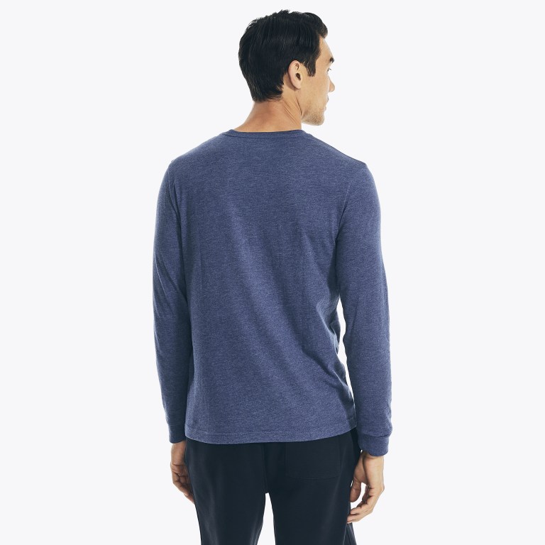 Nautica Heathered Crewneck Long-sleeve Azules | a5FUN3Dj