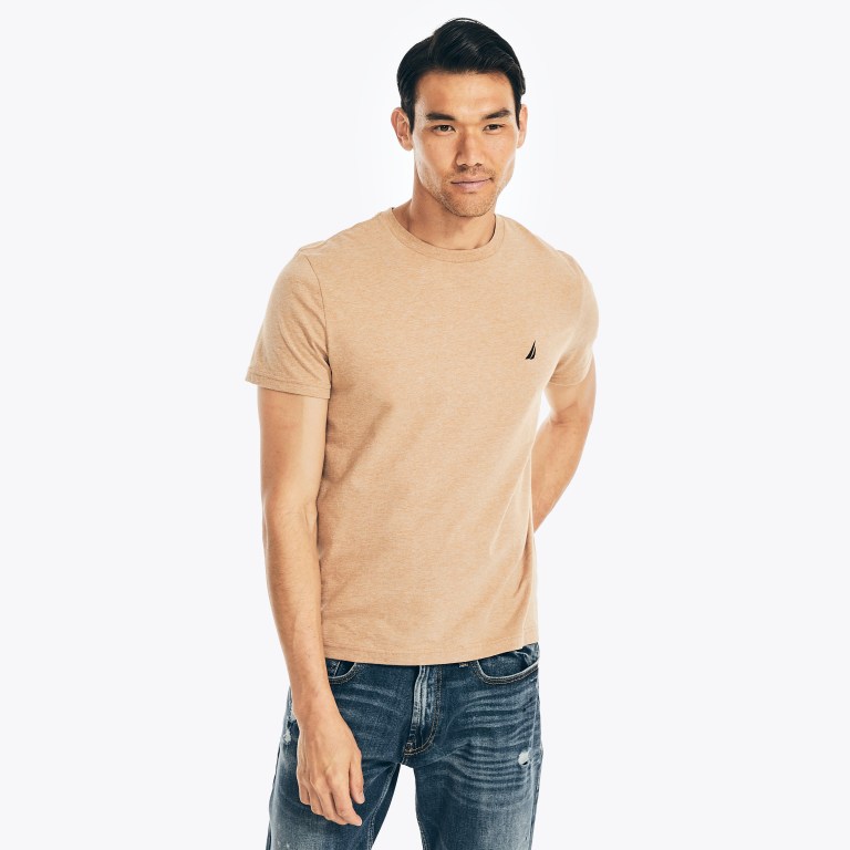Nautica Heathered Crewneck Marrones | nKiqZHsM