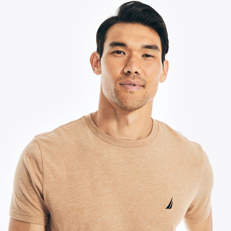 Nautica Heathered Crewneck Marrones | nKiqZHsM