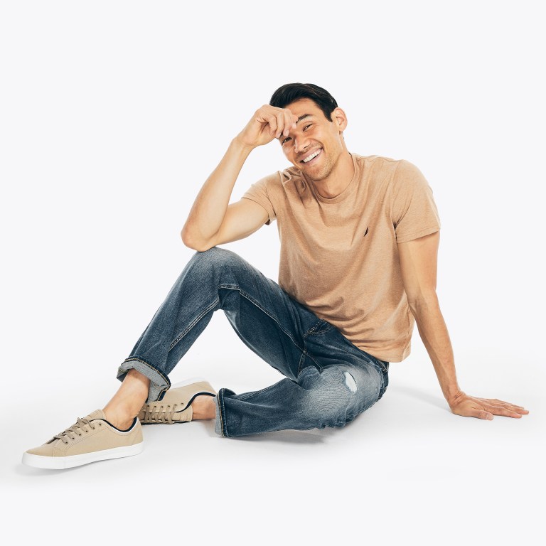 Nautica Heathered Crewneck Marrones | nKiqZHsM