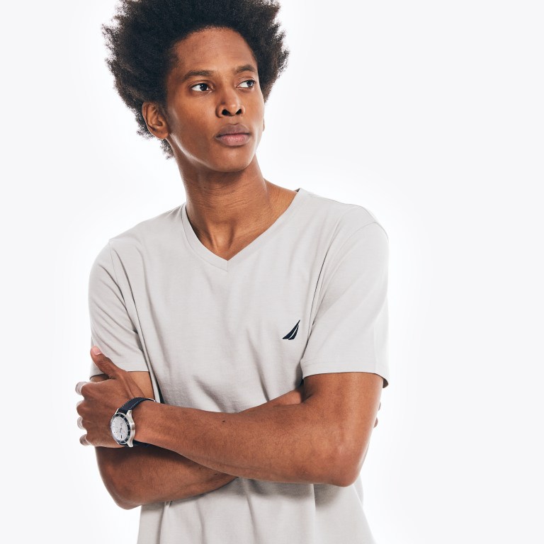 Nautica Heathered V-neck Gris | WVupjjsJ