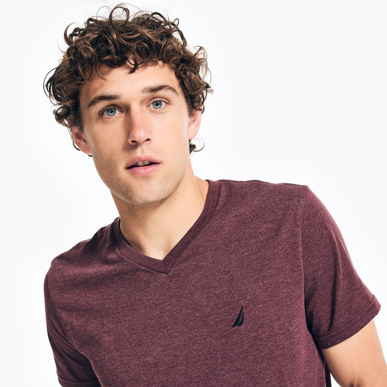 Nautica Heathered V-neck Rojas | UeibTmin