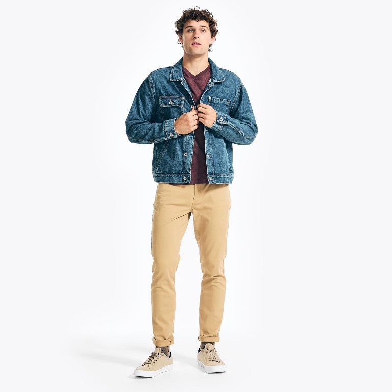 Nautica Heathered V-neck Rojas | UeibTmin