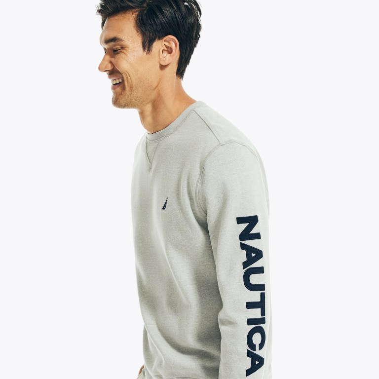 Nautica Logo Crewneck Gris | 4GVplc6J
