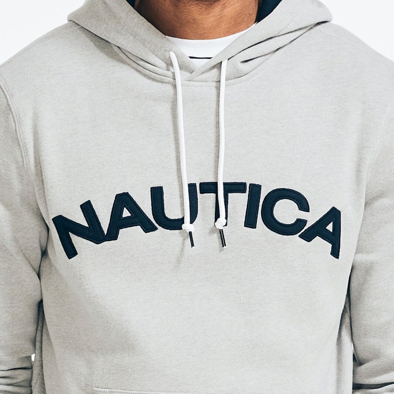 Nautica Logo Pullover Hoodie Gris | qGWXbjPa
