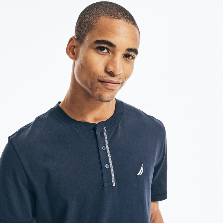 Nautica Logo -sleeve Henley Azul Marino | c80binEQ