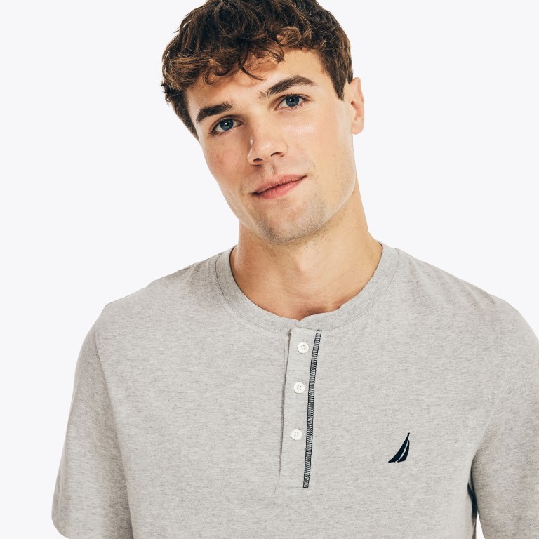 Nautica Logo -sleeve Henley Gris | ds2XQIIu