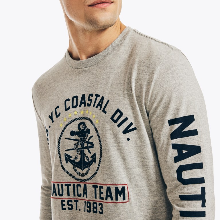Nautica Nautica Co. Sustainably Crafted Estampadas Long-sleeve Gris | zyHVCk3U