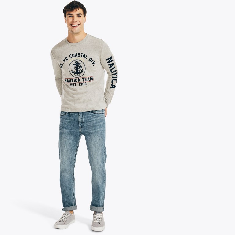 Nautica Nautica Co. Sustainably Crafted Estampadas Long-sleeve Gris | zyHVCk3U