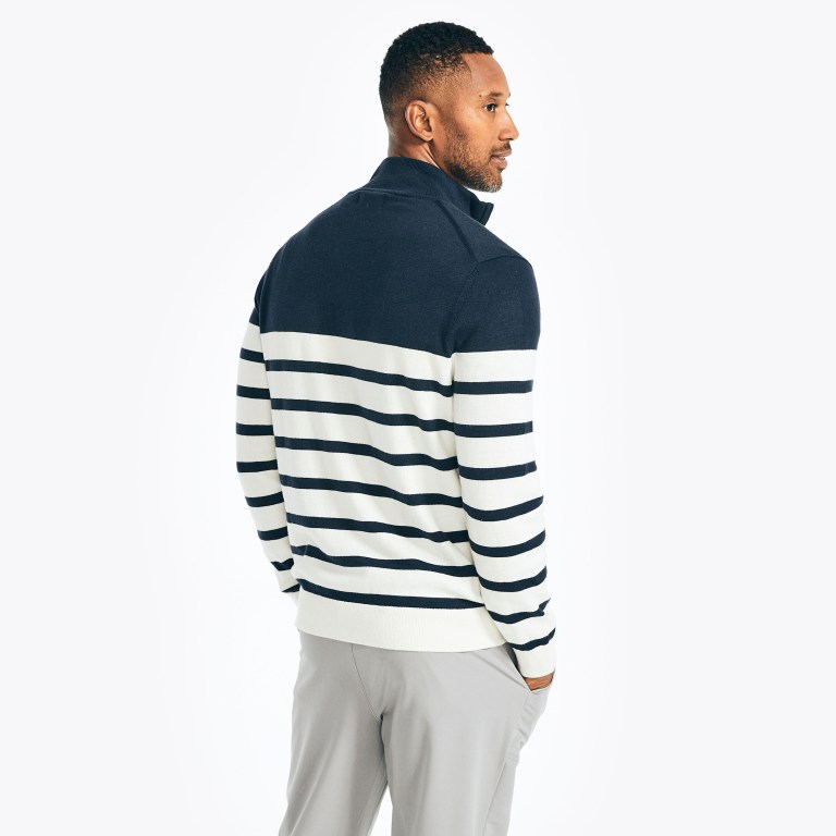 Nautica Navtech Striped Quarter-zip Azul Marino | NplFhm6F