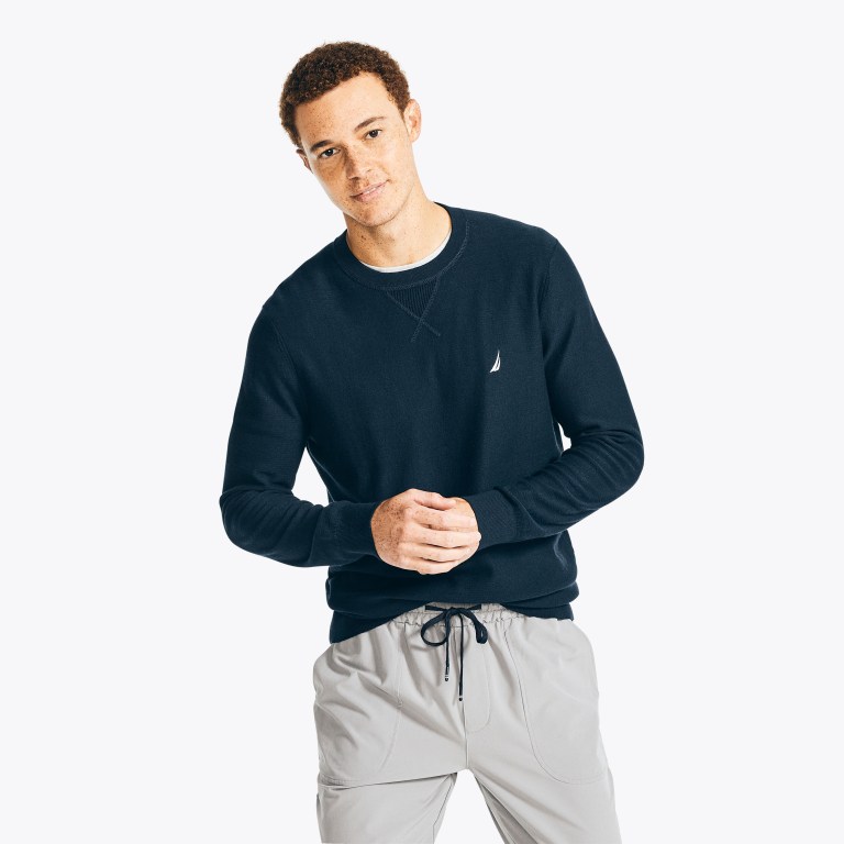Nautica Navtech Textured Crewneck Azul Marino | gKcx5FMD