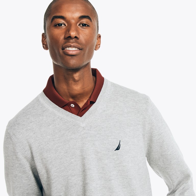 Nautica Navtech V-neck Gris | Xqm1Z3Vd