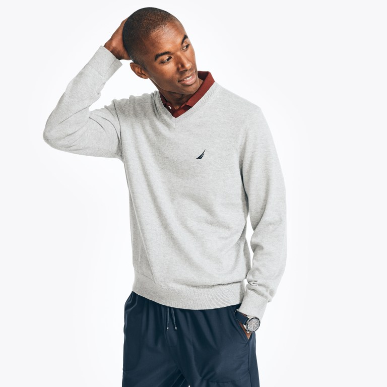 Nautica Navtech V-neck Gris | Xqm1Z3Vd