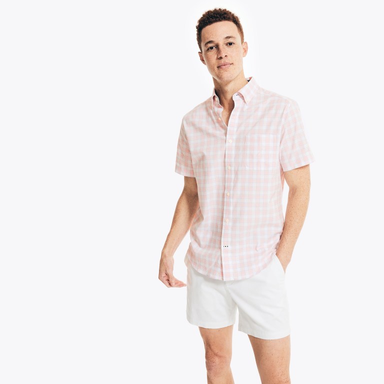 Nautica Plaid Oxford -sleeve Rojas | xkgcLV76