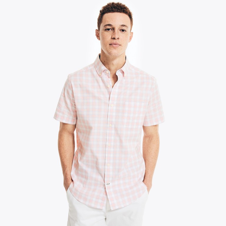 Nautica Plaid Oxford -sleeve Rojas | xkgcLV76