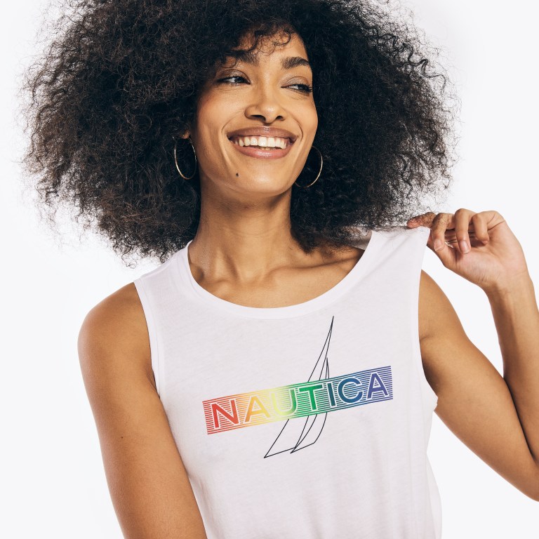 Nautica Pride Estampadas Tank Blancas | UByXpN5C