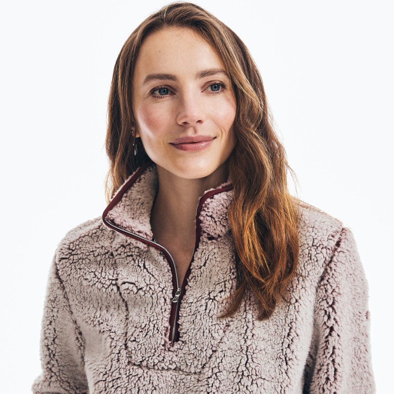 Nautica Quarter-zip Sherpa Fleece Rosas | 0mwtQqye