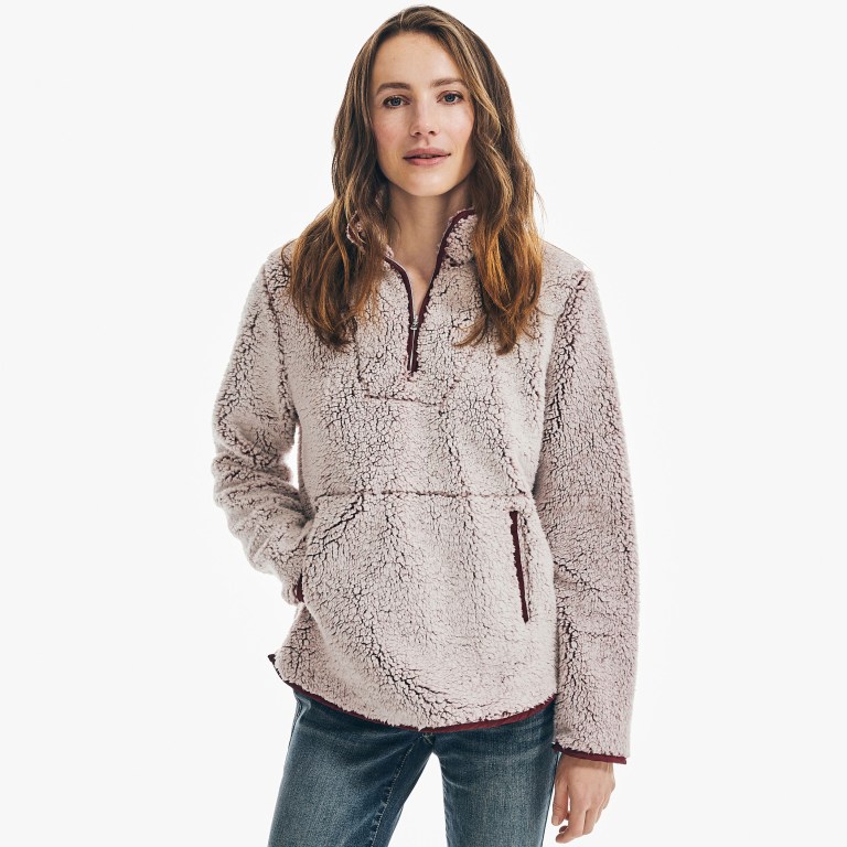 Nautica Quarter-zip Sherpa Fleece Rosas | 0mwtQqye