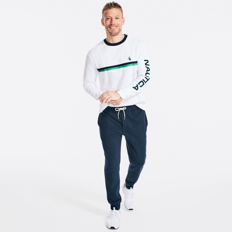 Nautica Reissue Chest-stripe Long Sleeve Blancas | 559Ot4W5