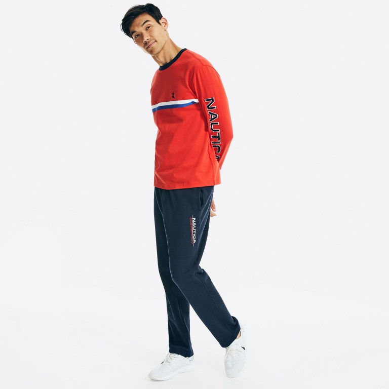 Nautica Reissue Chest-stripe Long Sleeve Azul Real Burdeos | ccWcCRO3