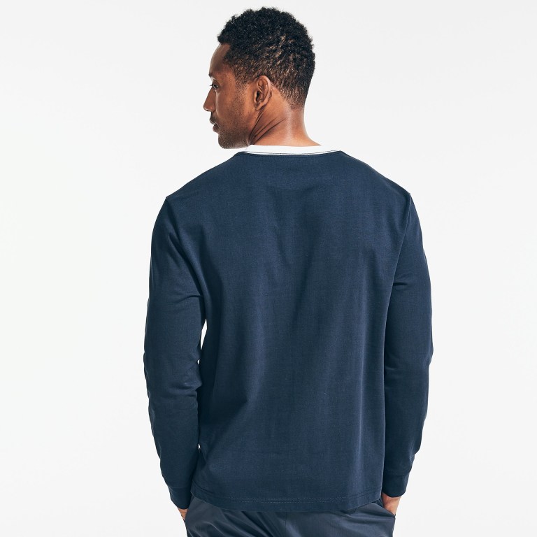 Nautica Reissue Chest-stripe Long Sleeve Azul Marino | j0ucAKb6