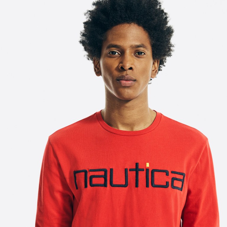 Nautica Reissue Sustainably Crafted Estampadas Long-sleeve Azul Real Burdeos | LirEqOyH