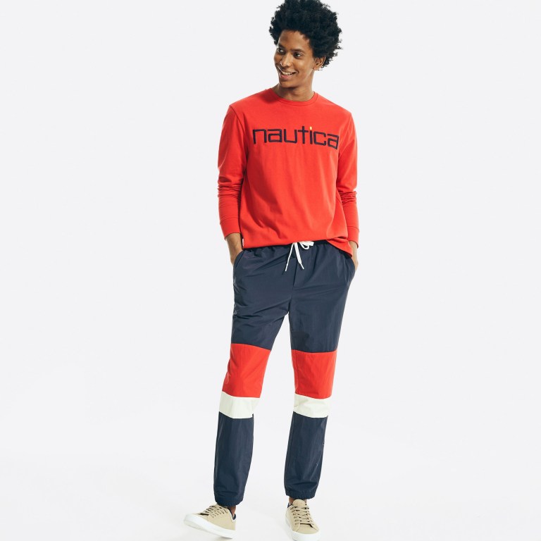 Nautica Reissue Sustainably Crafted Estampadas Long-sleeve Azul Real Burdeos | LirEqOyH