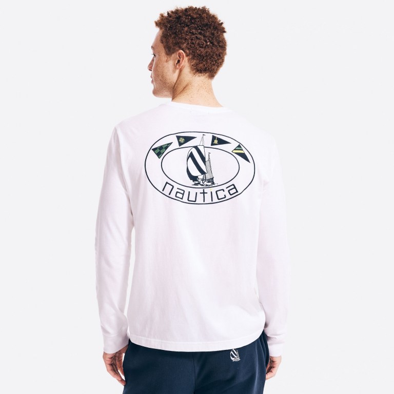 Nautica Reissue Sustainably Crafted Estampadas Long-sleeve Blancas | Tyzumg5o