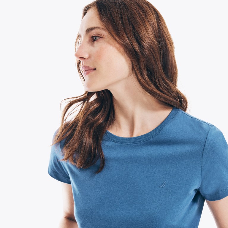Nautica Solid Crewneck Azules | bXiusDMF